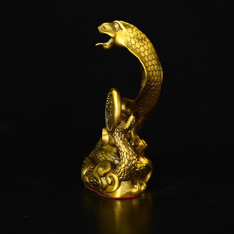 Brass Year of the Snake Fu Character Statue 14x9x19cm