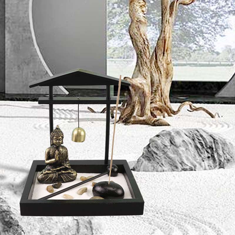 Buddha Statue Meditation Zen Garden Set 15cm