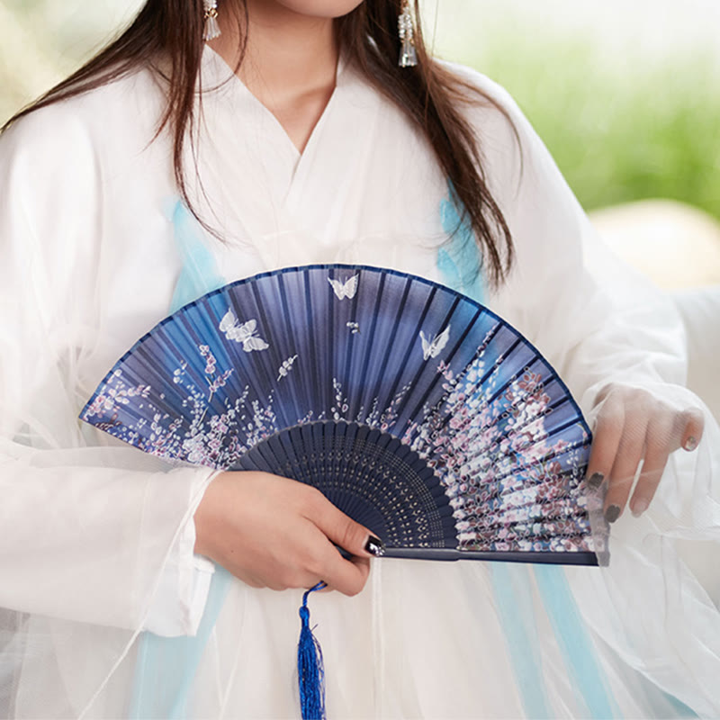 Butterfly Flowers Eco-Friendly Bamboo Handheld Fan