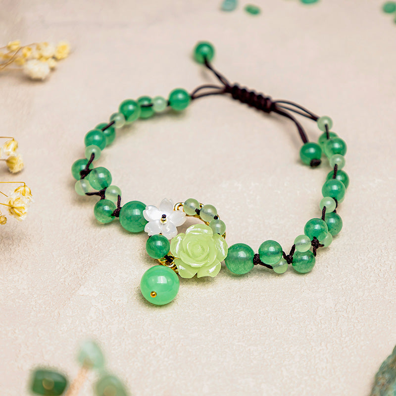 Adjustable Jade Braided Anklet for Prosperity and Abundance