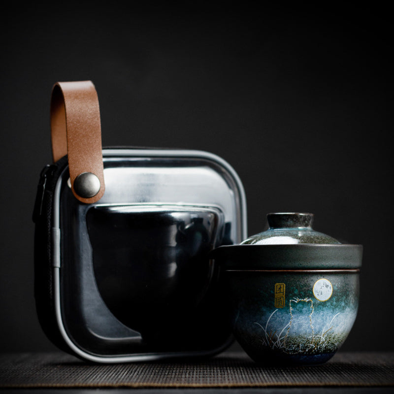 Ceramic Tea Cup with Deer and Cat Design for Spiritual Serenity