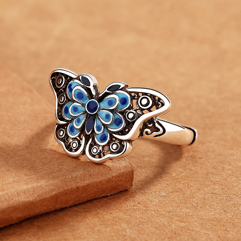 Blue Butterfly Copper Spiritual Ring for Love & Transformation