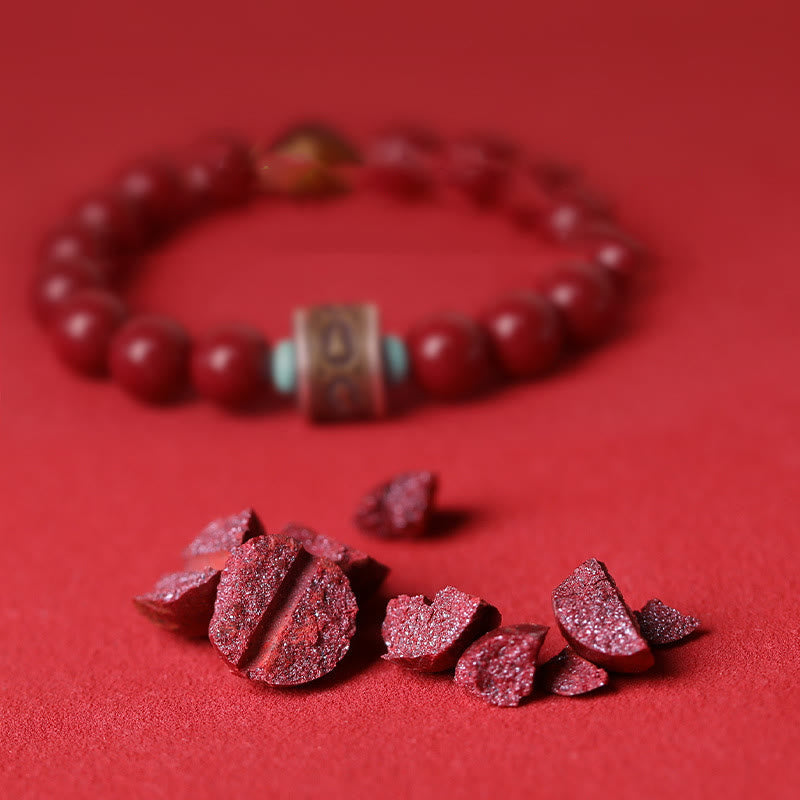 10mm Chinese Zodiac Cinnabar Silver Calm Bracelet