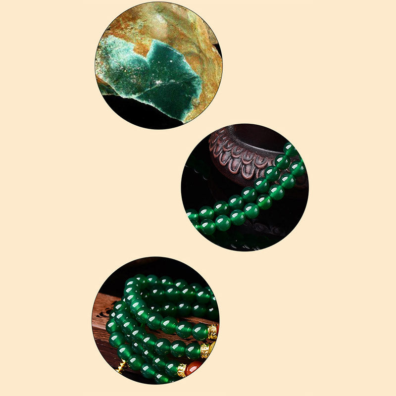 108 Beads Green Agate Gemstone Mala Bracelet 6mm, 8mm, 10mm