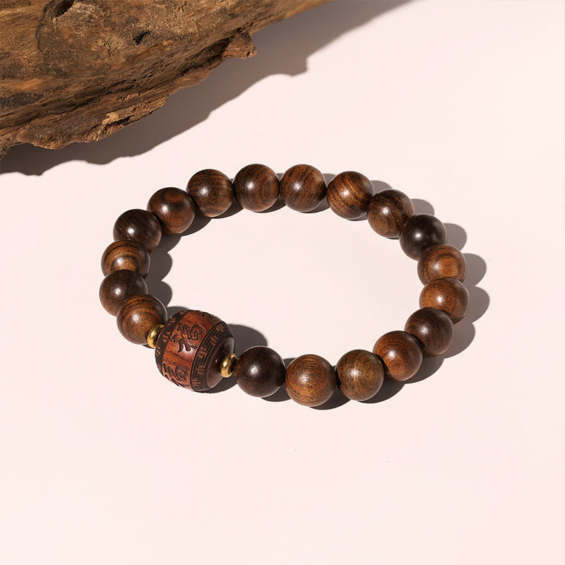 Rosewood Spiritual Bracelet with Fu Character | Warmth & Luck