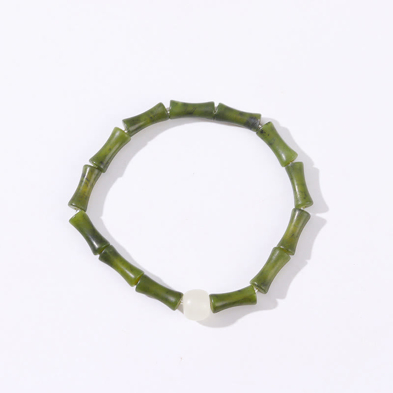 Green Bamboo Jade Luck Bracelet for Abundance & Growth