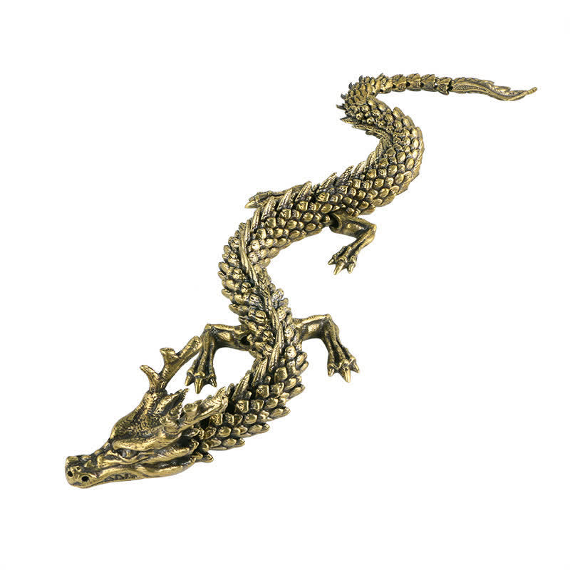 Brass Copper Dragon Statue, Symbol of Luck & Protection