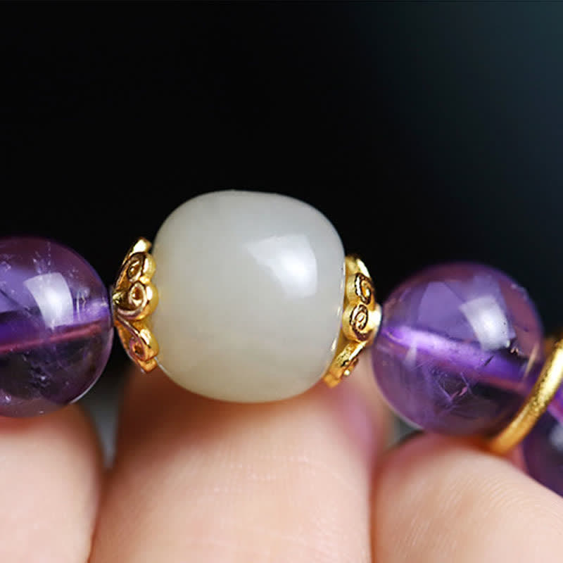 8mm Natural Amethyst Healing Charm Bracelet for Inner Peace