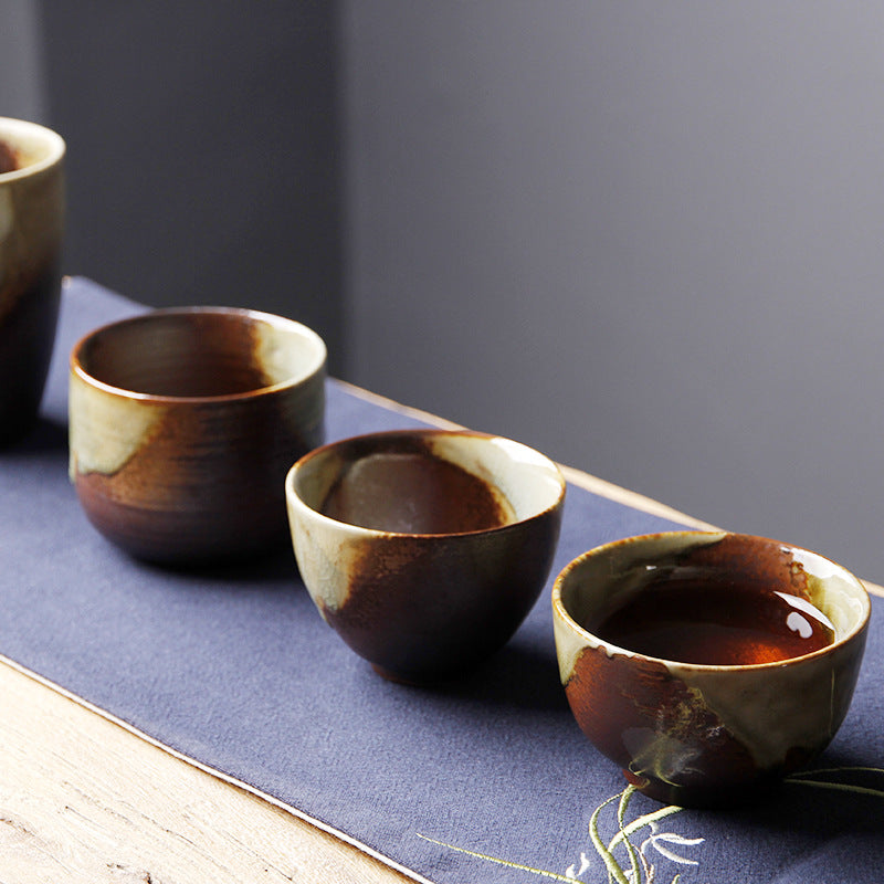 Vintage Brown Beige Kiln Change Ceramic Teacup for Meditation