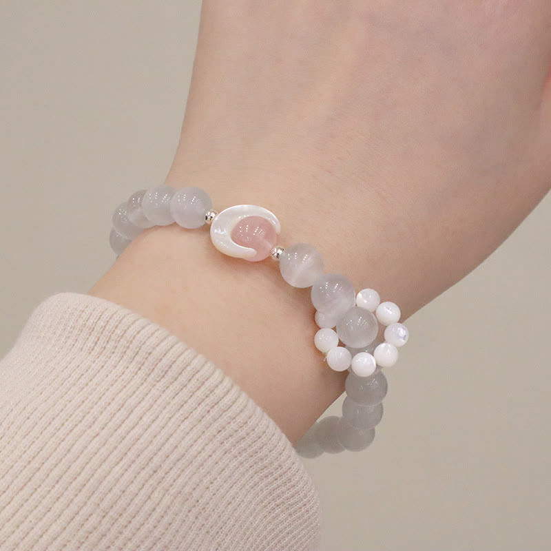 925 Sterling Silver Amethyst Crescent Moon Healing Bracelet