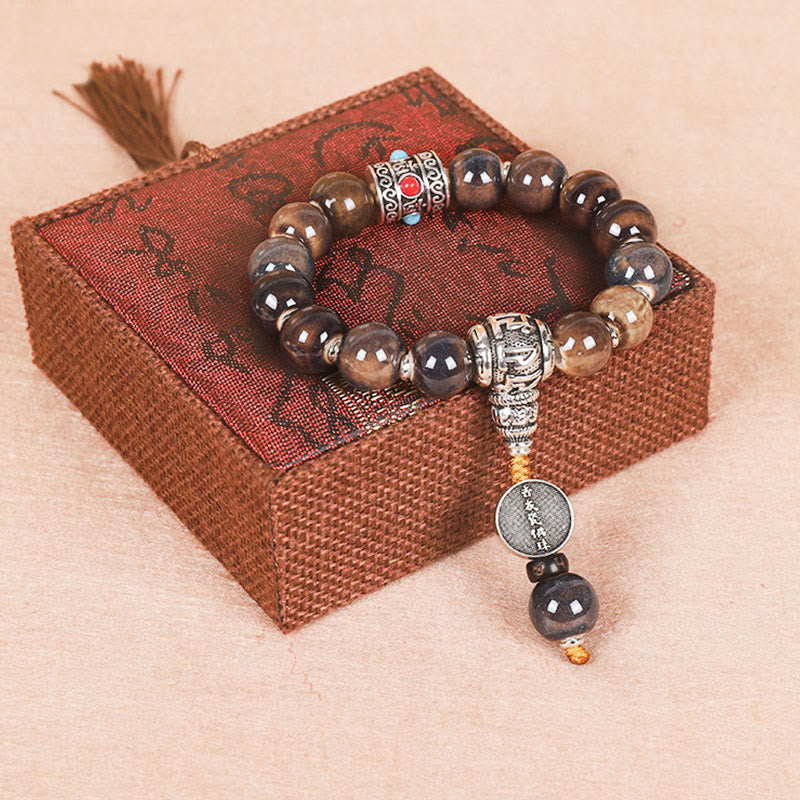 Turquoise Om Mani Padme Hum Prayer Wheel Wisdom Bracelet