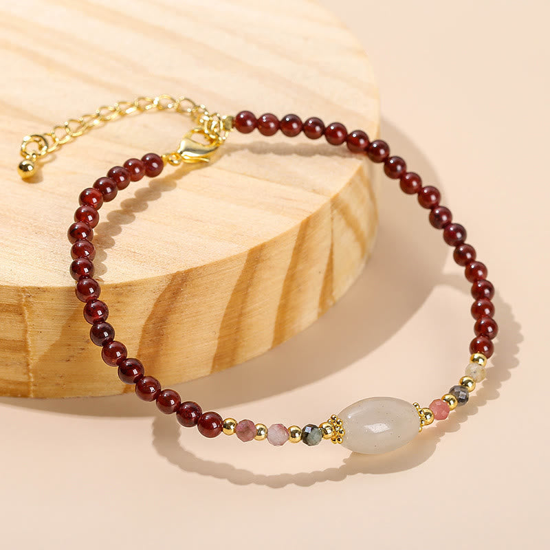 Garnet Jade Tourmaline Passion Bracelet for Positive Change