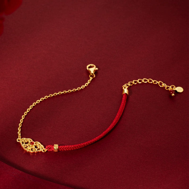 Lock of Good Wishes Red String Bracelet for Luck & Protection