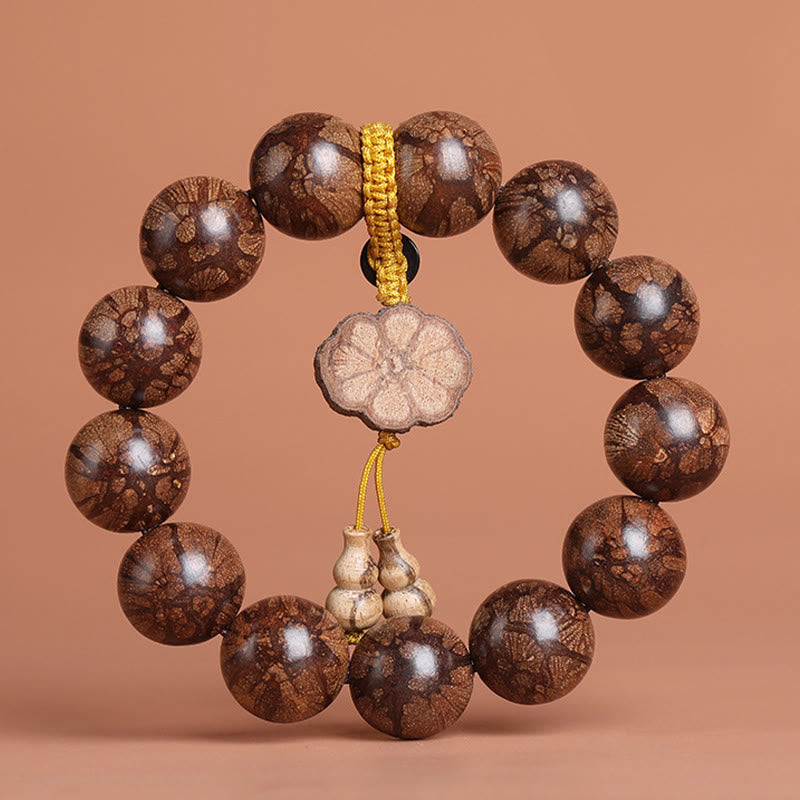 15mm Plum Blossom Wood Inner Peace Bracelet