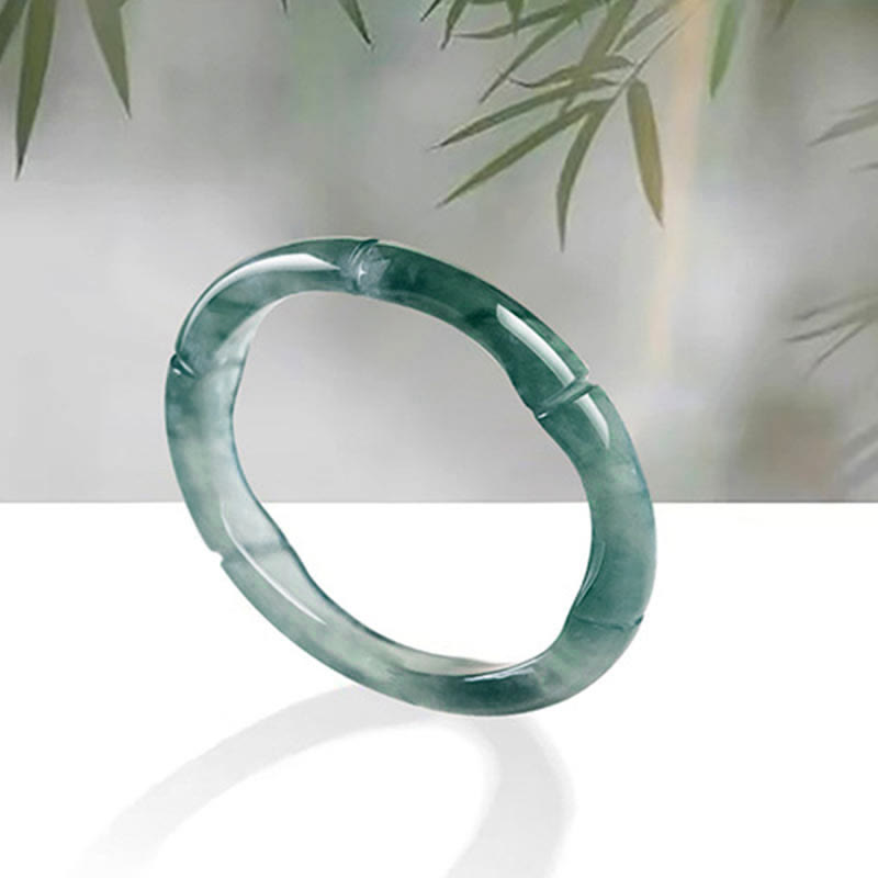 Natural Jade Prosperity Ring | Bamboo Design, 15-20mm