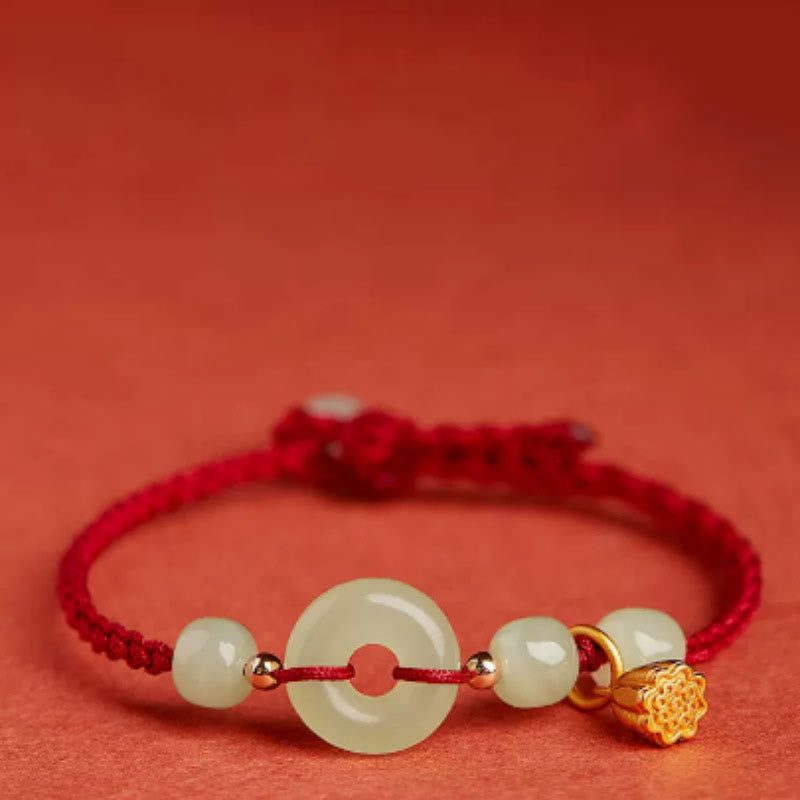 Jade Lotus Peace Buckle String Bracelet for Abundance