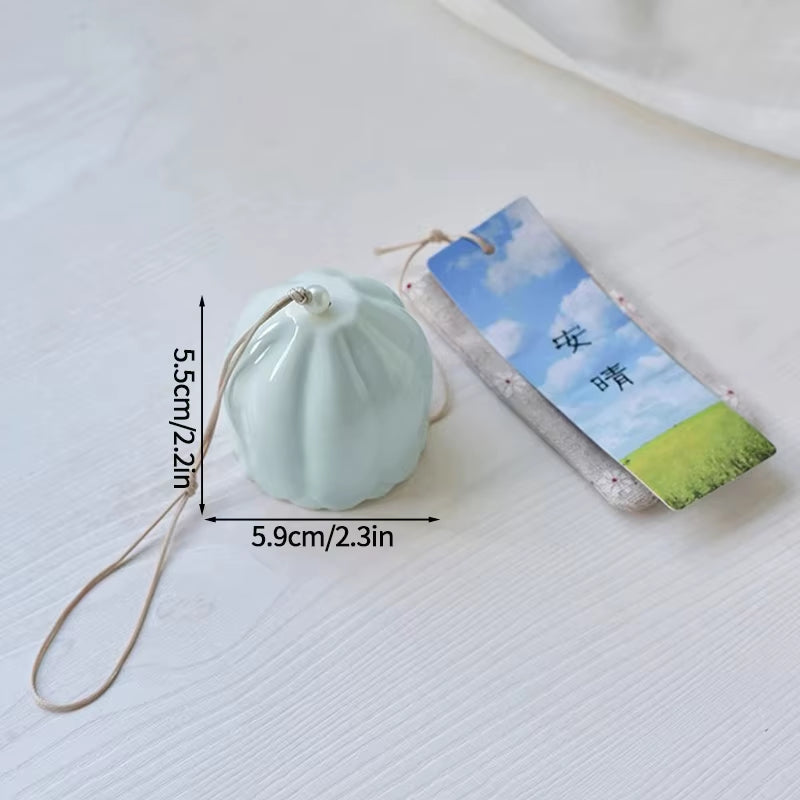 Mint-colored ceramic dumpling-shaped ornament for Japanese Ceramic Wind Chimes decor