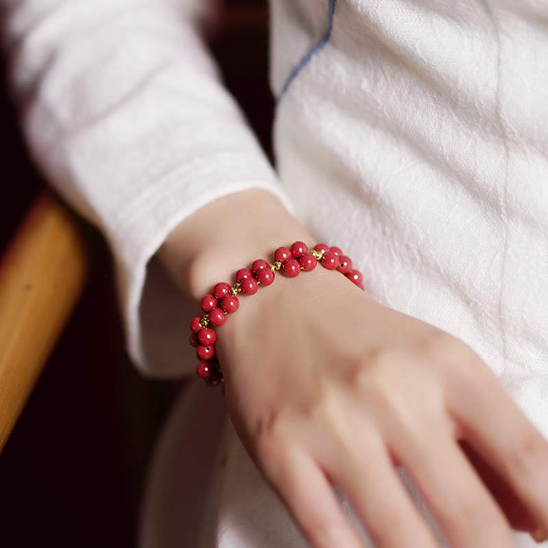 Natural Cinnabar Blessing Bracelet for Calm & Protection