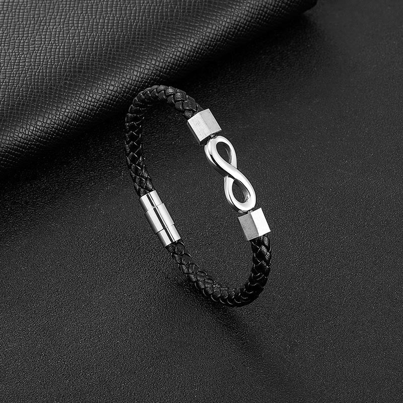 Endless Knot Titanium Steel Leather Spiritual Balance Bracelet