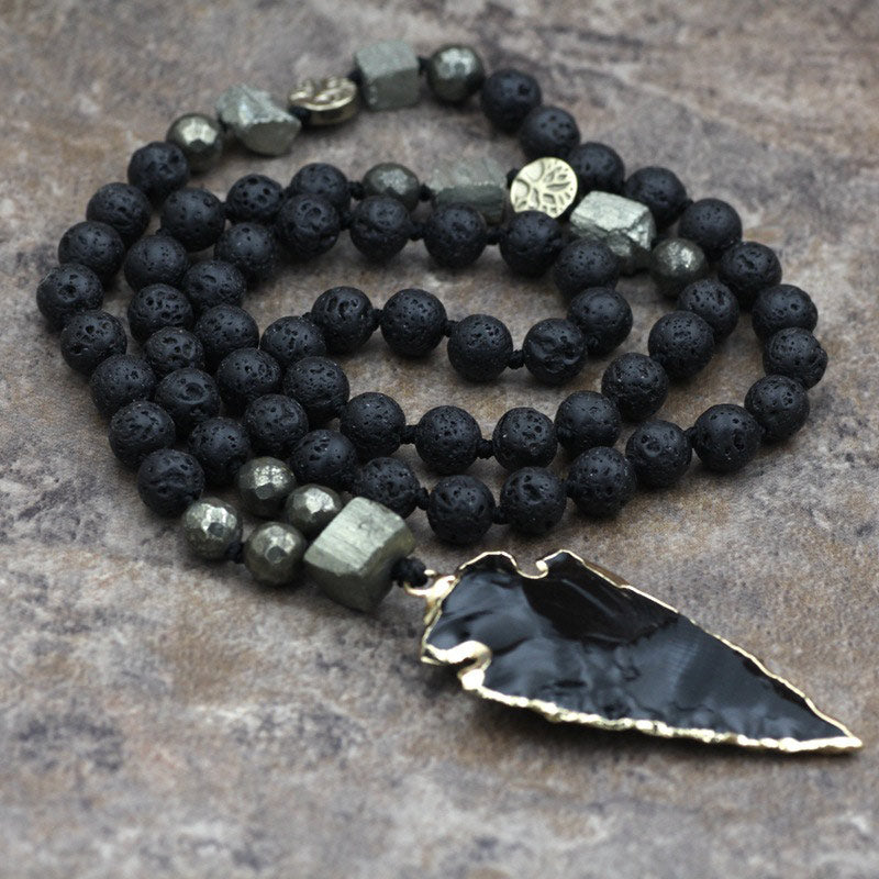 Lava Rock Spiritual Necklace 40cm for Meditation and Calm