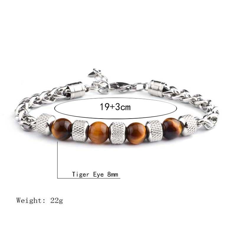8mm Black Onyx Tiger Eye Courage Bracelet