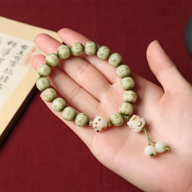 Green Bodhi Seed Om Mani Padme Hum Wisdom Bracelet