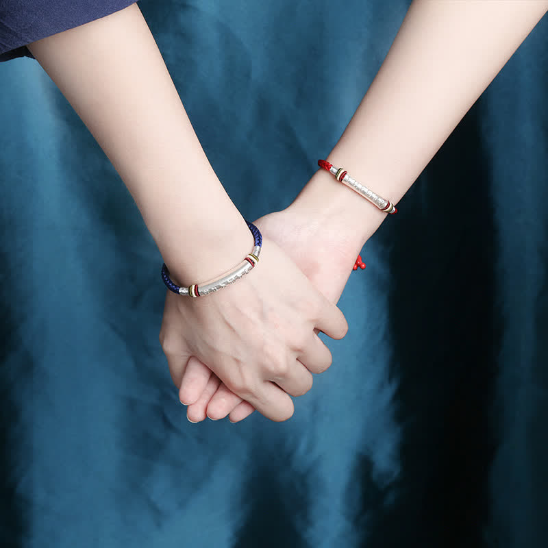 Om Mani Padme Hum 16.5cm Sterling Silver Protection Bracelet