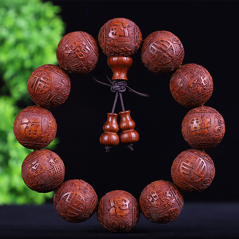 Rosewood Chinese Zodiac Bracelet | 12 Zodiac Beads Warmth
