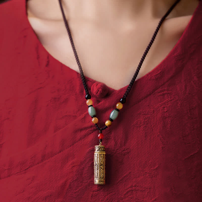 Om Mani Padme Hum Protection Necklace | Copper & Bodhi Seed