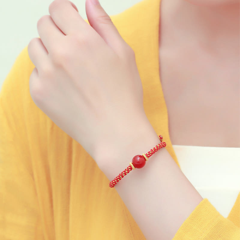 Handmade Red Agate Amethyst Calm Braided Bracelet