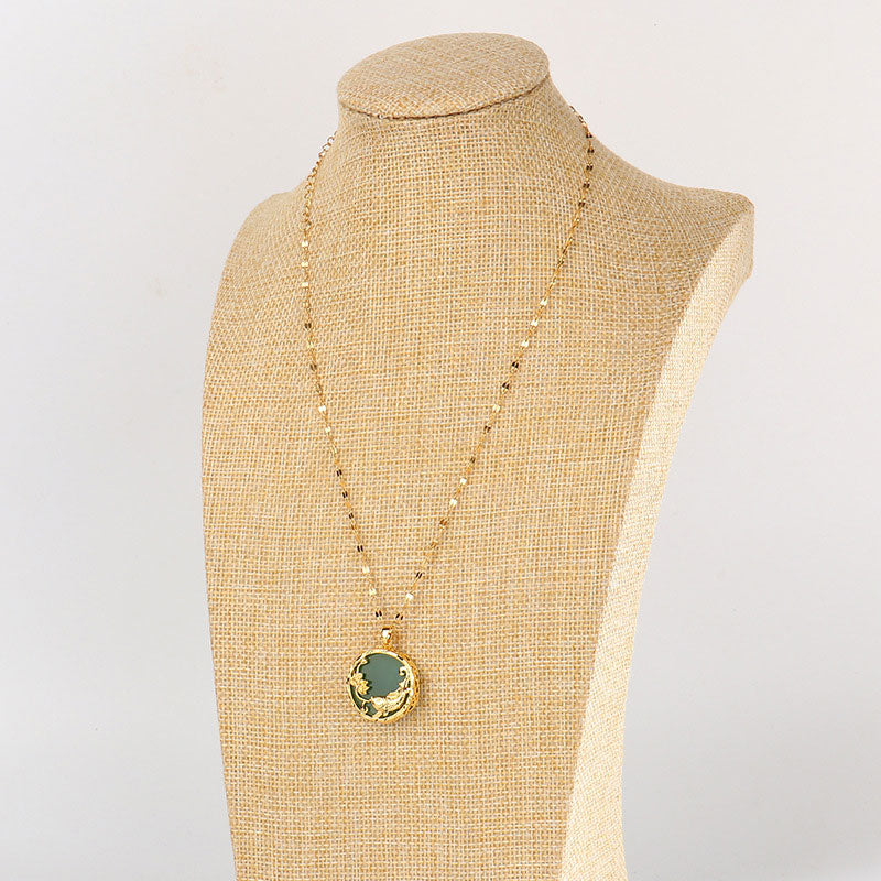 Natural Jade Koi Fish Lotus Luck Pendant Necklace