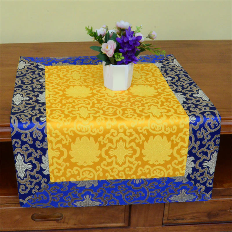 Brocade Prayer Altar Table Runner with Dragon & Vajra Symbols