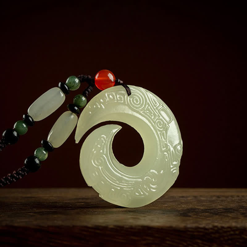 Jade Peace Buckle Necklace for Luck & Prosperity Pendant