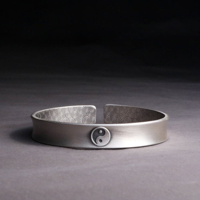 999 Sterling Silver Yin Yang Auspicious Clouds Bracelet