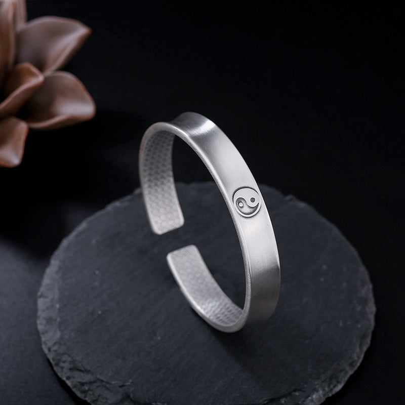 999 Sterling Silver Yin Yang Auspicious Clouds Bracelet