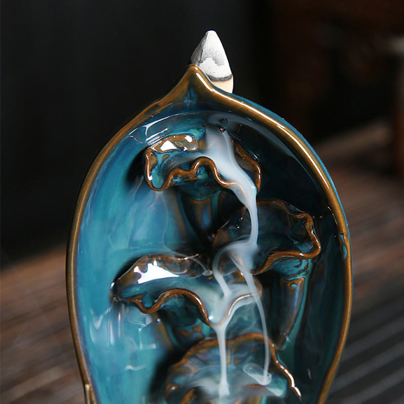 Ceramic Waterfall Incense Burner for Meditation & Backflow