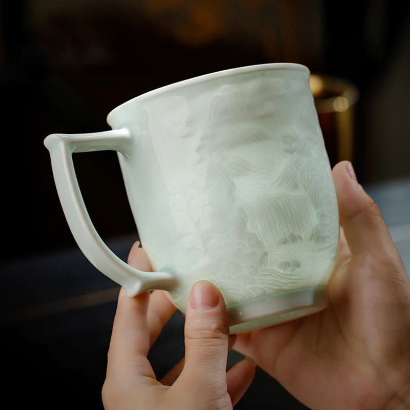 Great Wall Jingdezhen Porcelain Teacup 400ml Office Mug