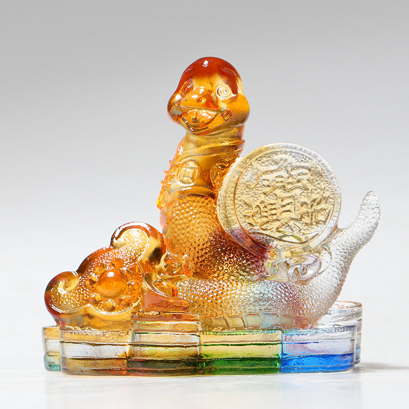 Handmade Liuli Crystal Chinese Dragon Figurine for Protection & Prosperity