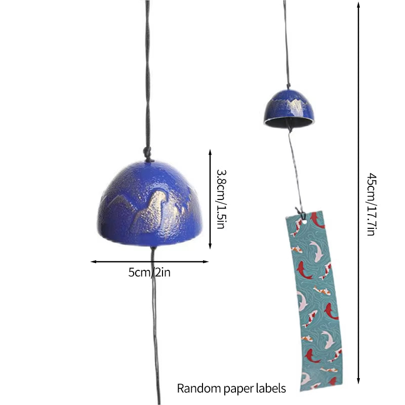 Blue ceramic bell with decorative pattern for Japanese Iron Wind Chime home decor