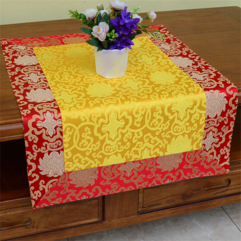 Brocade Prayer Altar Table Runner with Dragon & Vajra Symbols