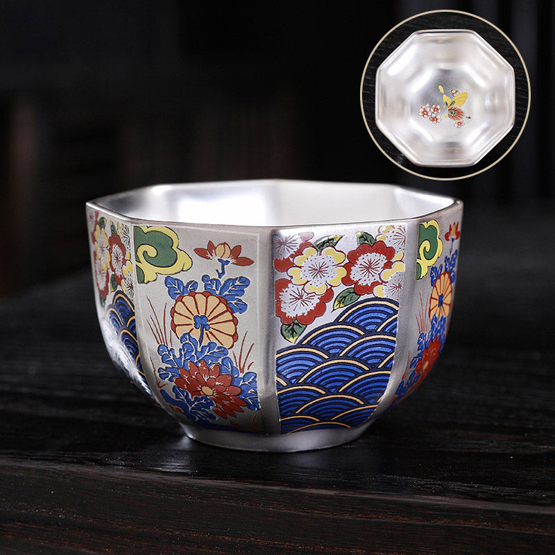 Chrysanthemum Ceramic Teacup for Zen Decor | 165ml & 100ml