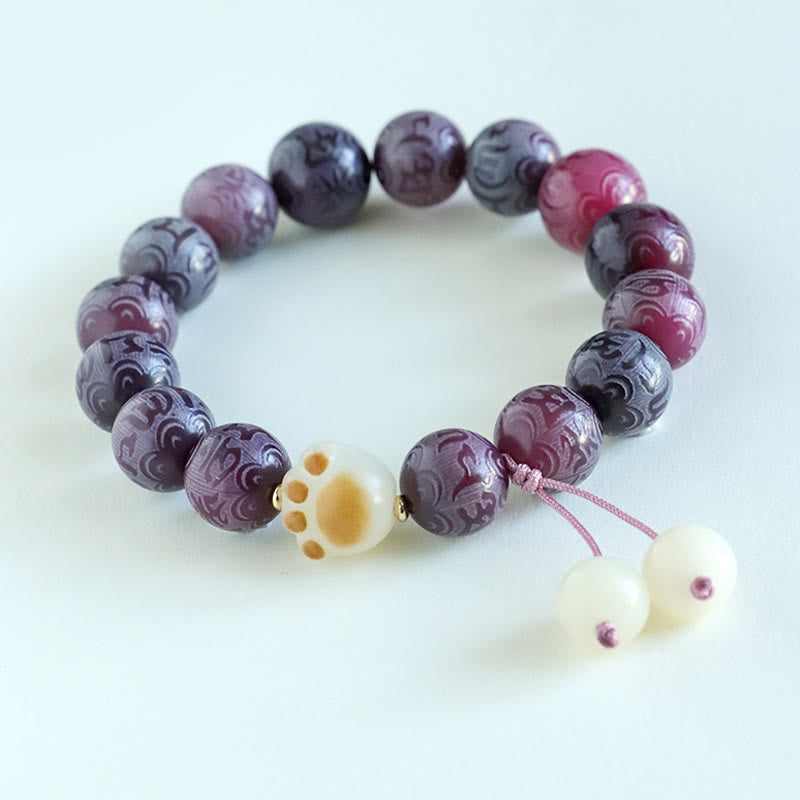 Om Mani Padme Hum Bodhi Seed Carved Bracelet 12mm Beads