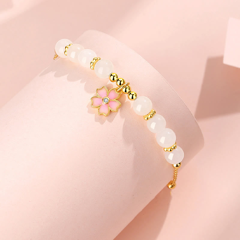 6mm Hetian White Jade Protection Bracelet in Sterling Silver