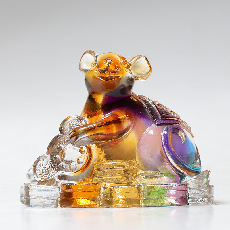 Handmade Liuli Crystal Chinese Dragon Figurine for Protection & Prosperity