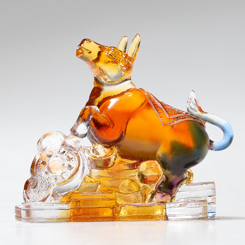 Handmade Liuli Crystal Chinese Dragon Figurine for Protection & Prosperity