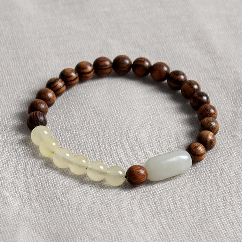 8mm Jade Sandalwood Mala Luck Abundance Bracelet
