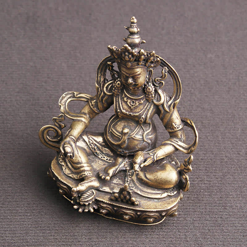 Yellow Jambhala Copper Buddha Statue | Serenity & Fortune