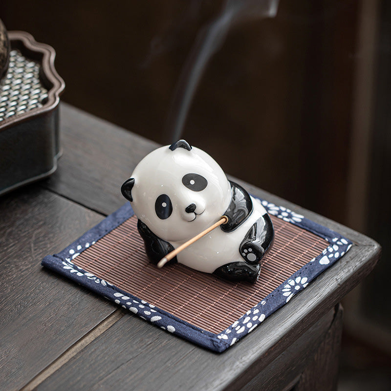 Ceramic Cat Panda Incense Burner | Blessing Decoration
