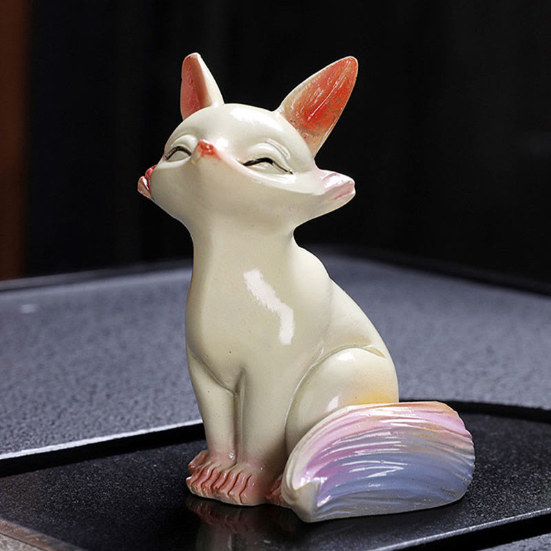 Color Changing Fox Tea Pet Resin Figurine | Zen Decor