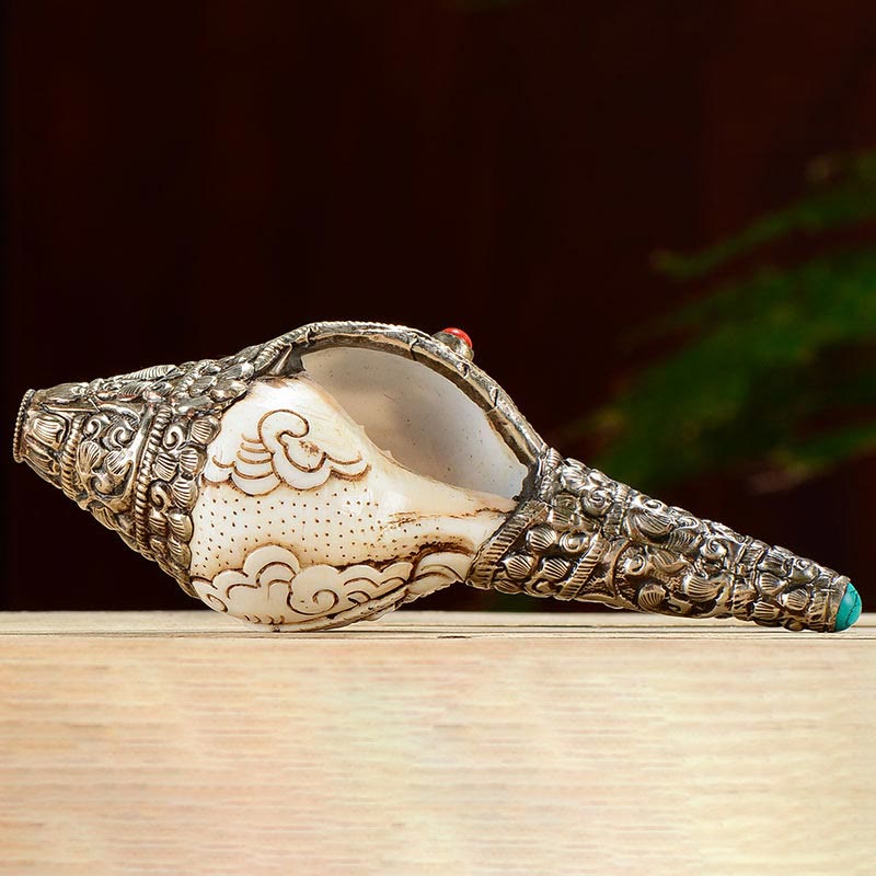 Handmade Tibetan Shankha Conch Shell Decoration for Wealth